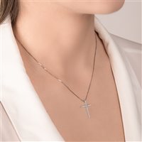 Colgante Mirco Visconti Mujer Girocollo croce in Oro blanco Diamante 0.14 Ct GM22/8 - GM22/8